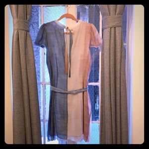 Woman’s BCBG Silk Pink & Blue dress with pleats